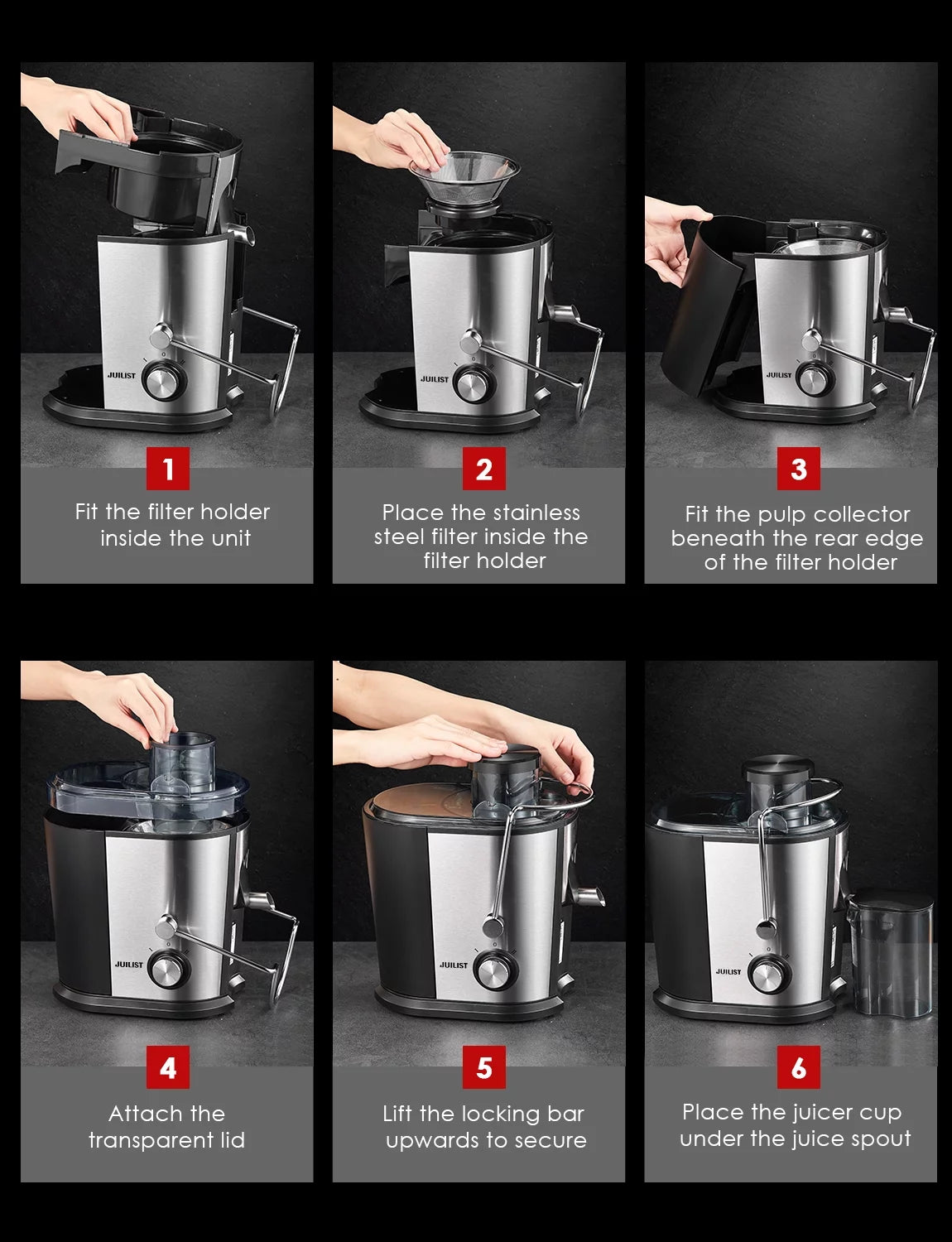 2-Speed Electric Juicer Machine, 400W, 11 Fl Oz, Silver