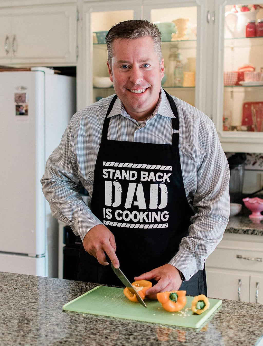 Stand Back Dad Is Cooking, Professionally Printed Funny BBQ Grill Apron for Men - Adjustable One Size Fits All