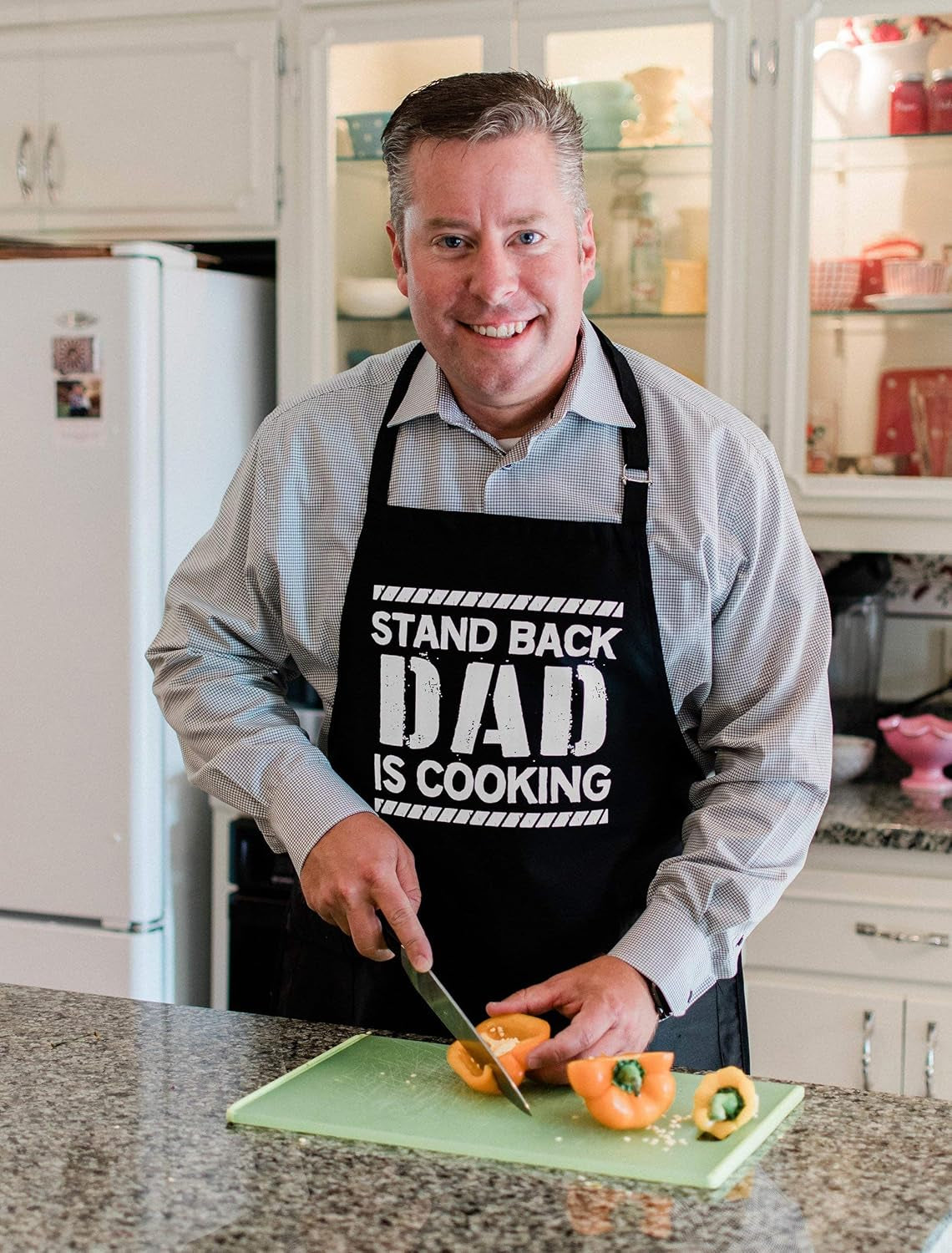 Stand Back Dad Is Cooking, Professionally Printed Funny BBQ Grill Apron for Men - Adjustable One Size Fits All