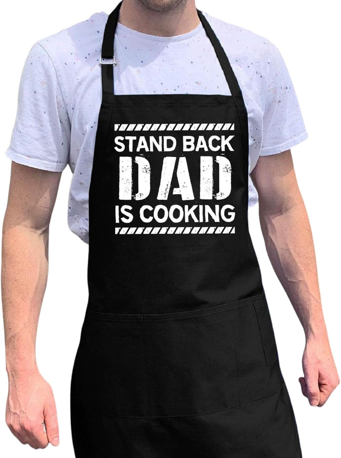 Stand Back Dad Is Cooking, Professionally Printed Funny BBQ Grill Apron for Men - Adjustable One Size Fits All