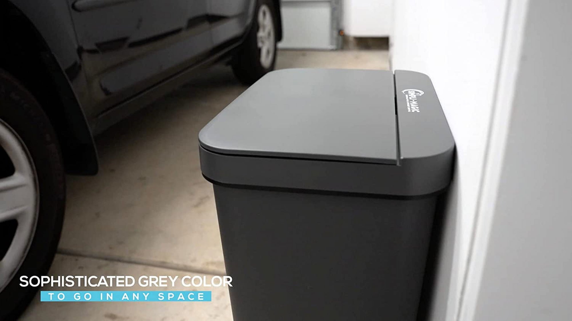 Automatic Garbage Can with Touchless Trash Can Lid, Rectangular White 50L