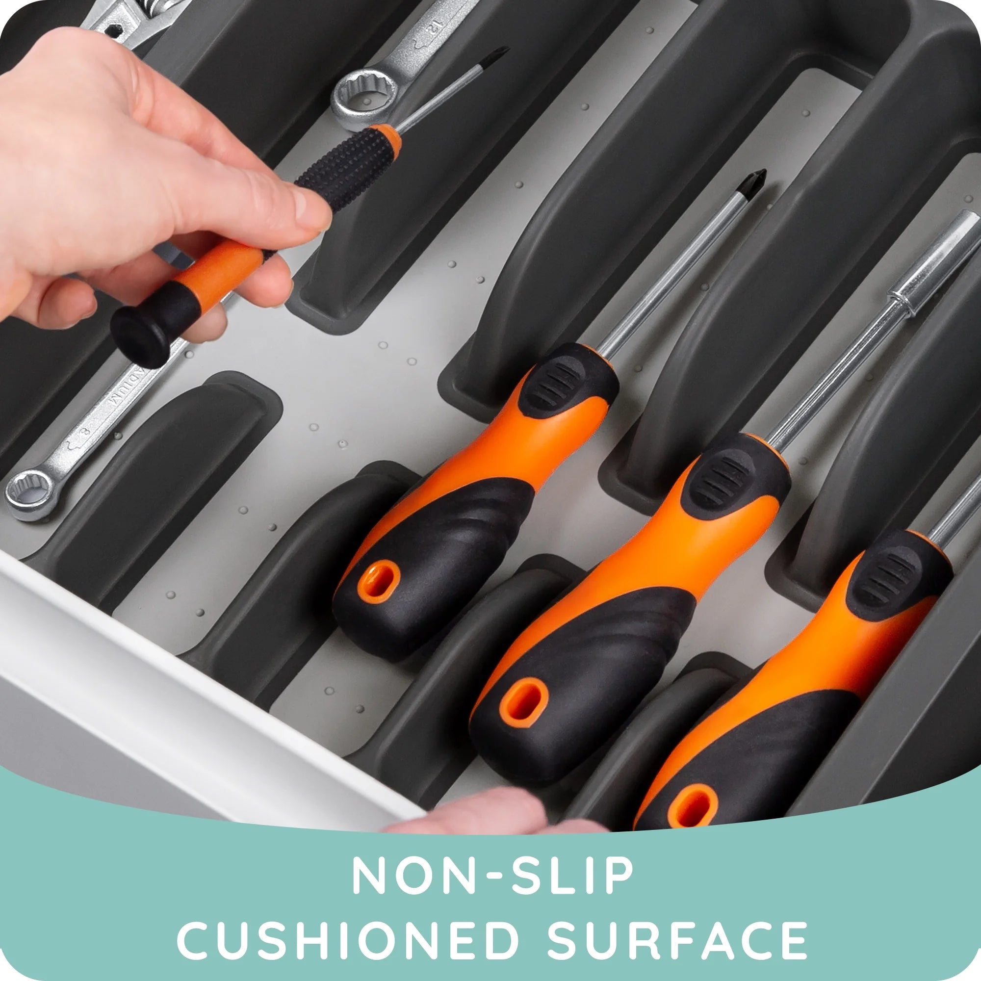 Plastic Kitchen Drawer Organizer - Expandable Silverware Organizer/Utensil Holder and Cutlery Tray with Grooved Drawer Dividers for Flatware and Kitchen Utensils
