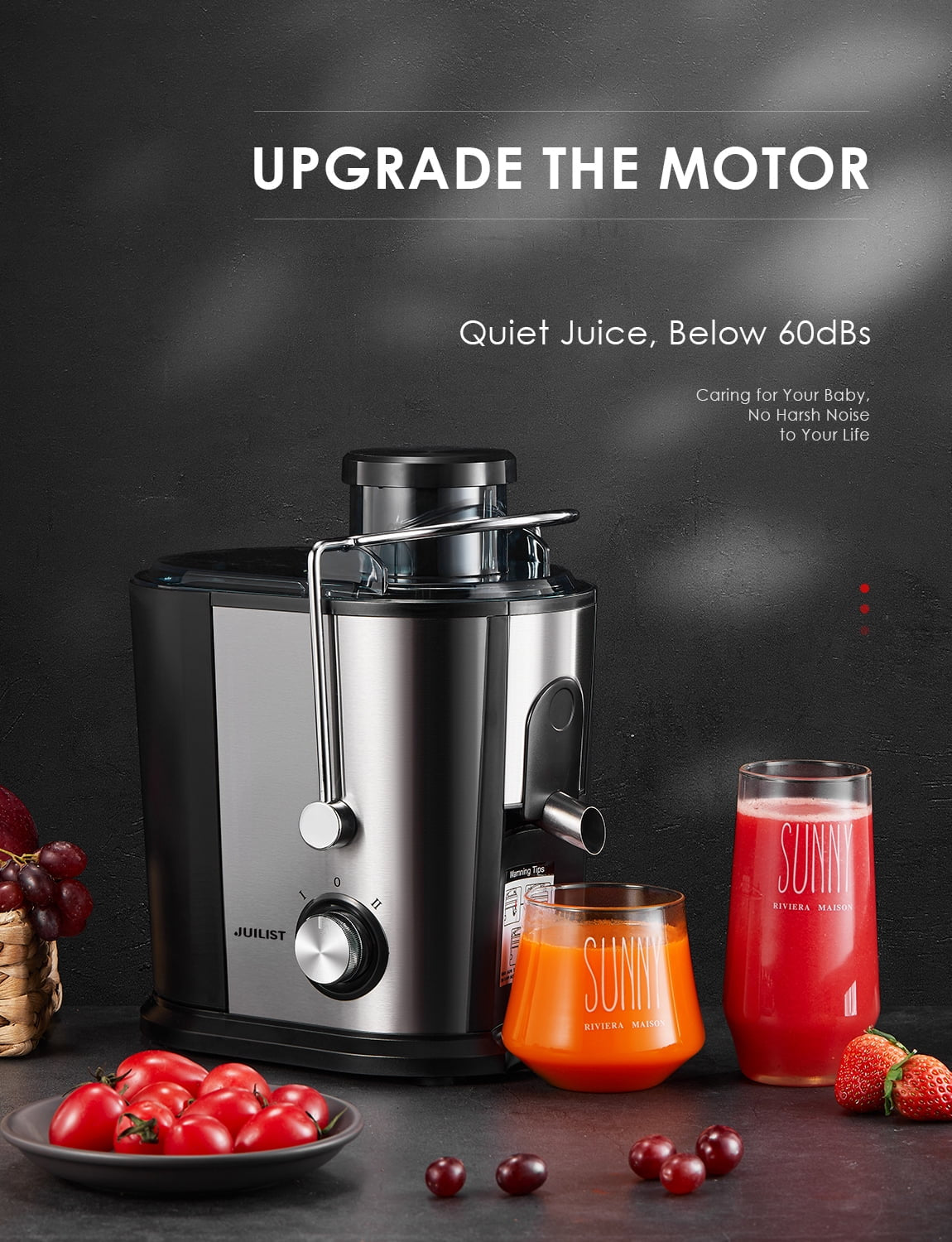 2-Speed Electric Juicer Machine, 400W, 11 Fl Oz, Silver