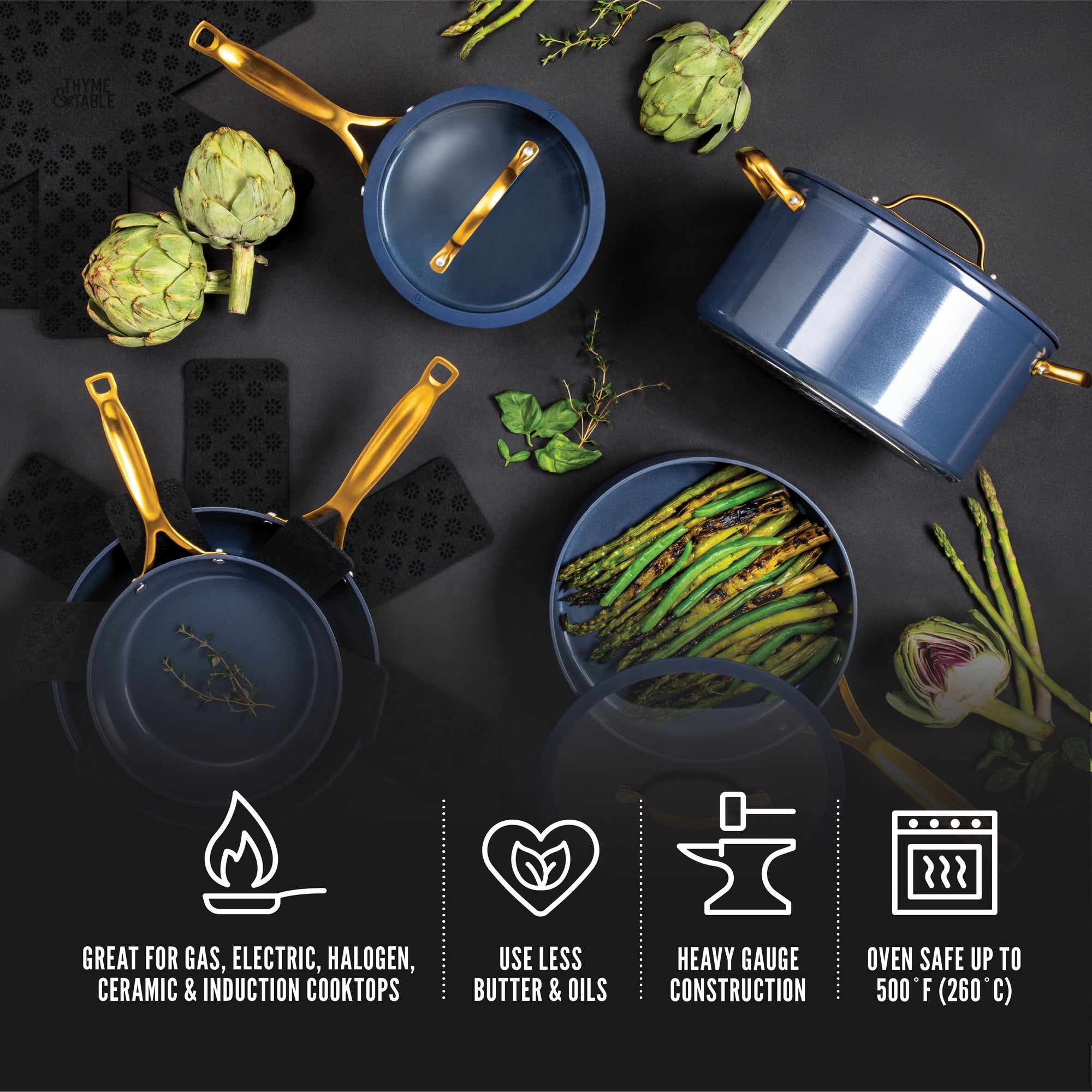 Signature 12-Piece Cookware Set Non-Stick - Blue