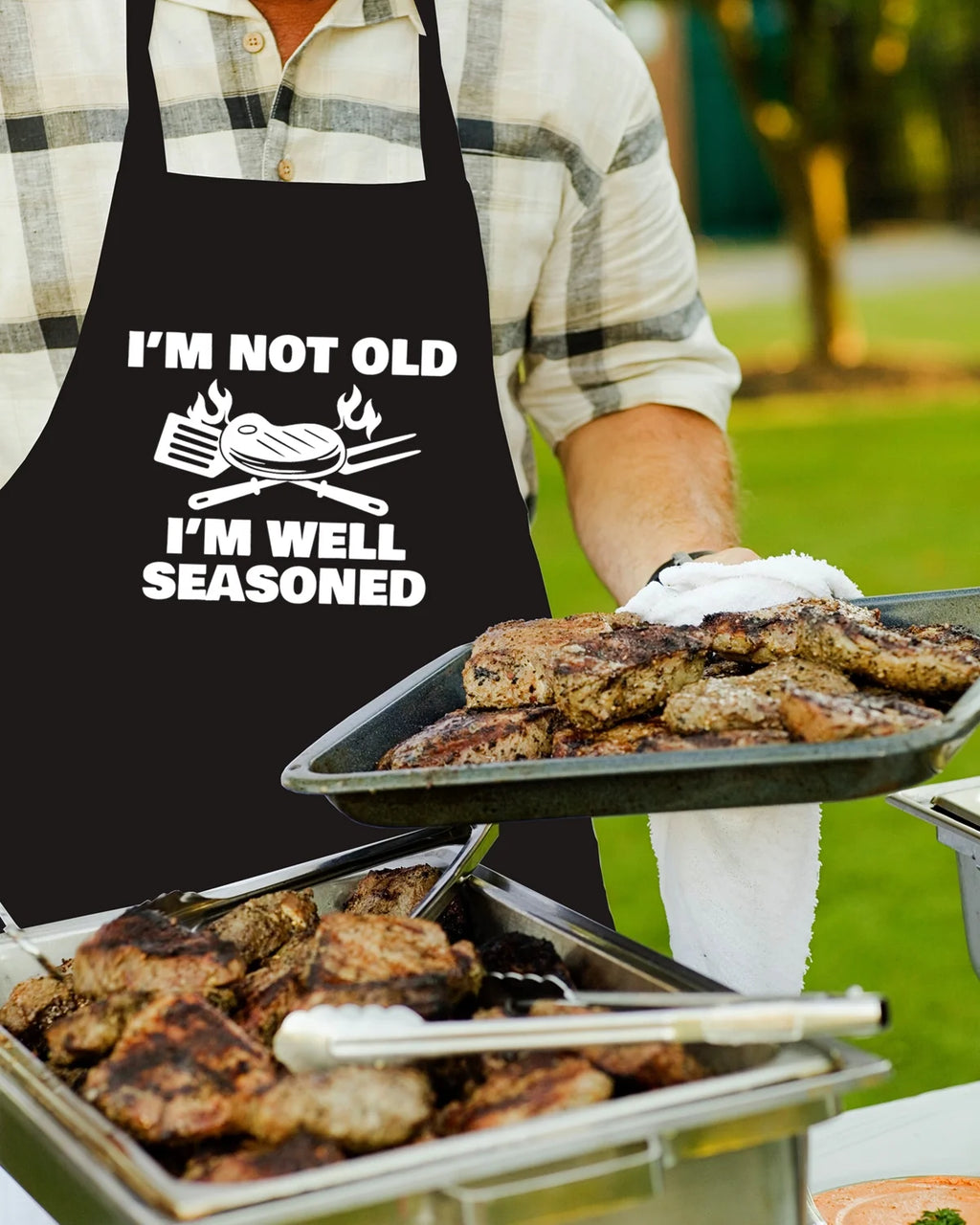 Funny Cooking Aprons for Men with Pockets, Mens Aprons for Grilling BBQ Grill, Chef Apron for Men, Gift for Dad Husband Christmas Birthday