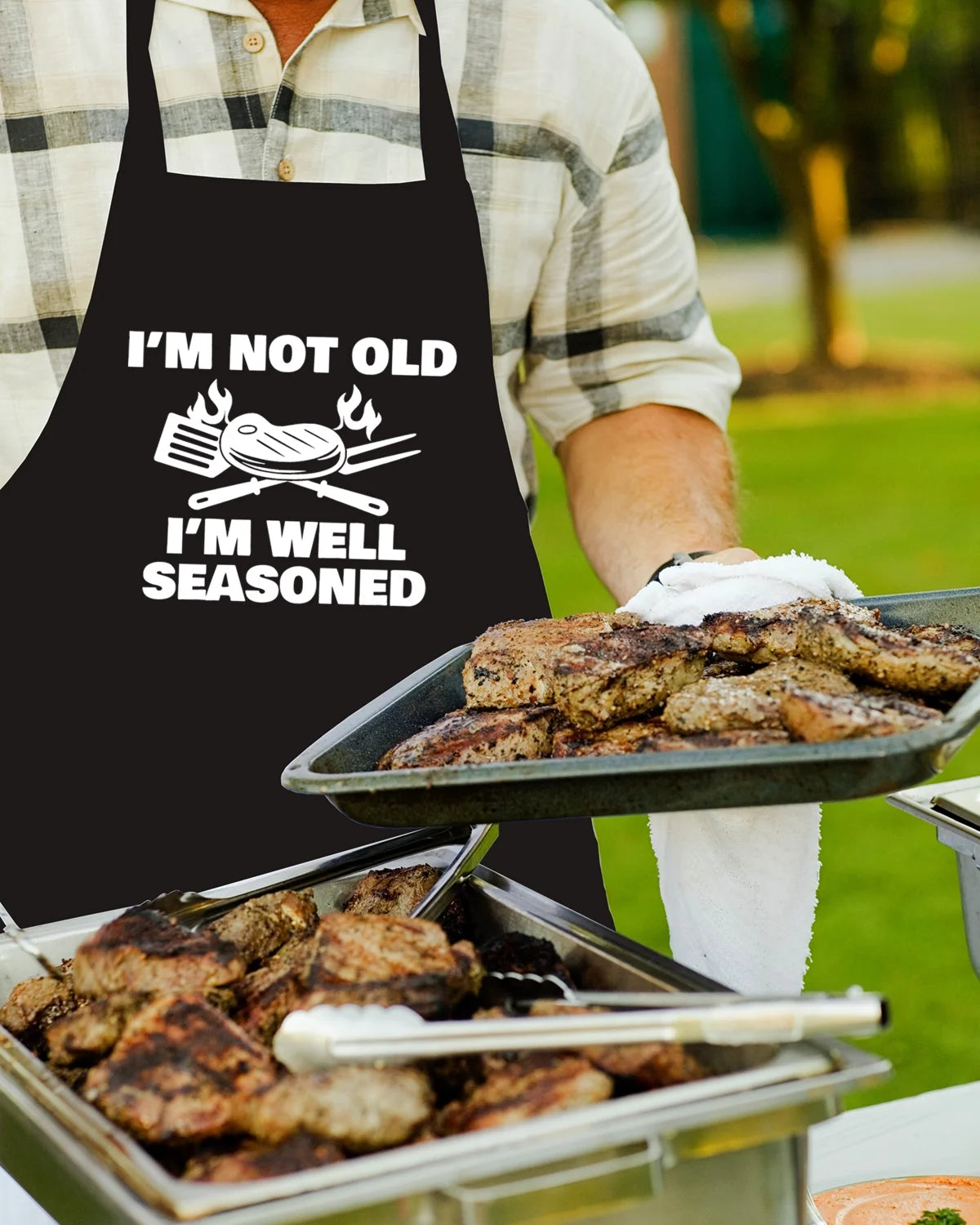 Funny Cooking Aprons for Men with Pockets, Mens Aprons for Grilling BBQ Grill, Chef Apron for Men, Gift for Dad Husband Christmas Birthday