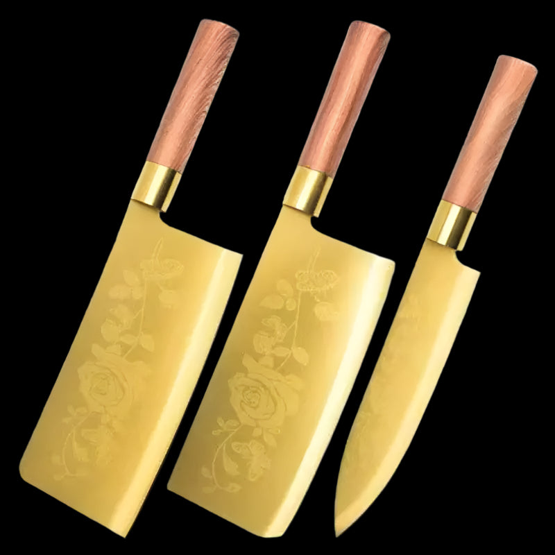Gold Alloy Bone Cutting Knife Set for Kitchen Use