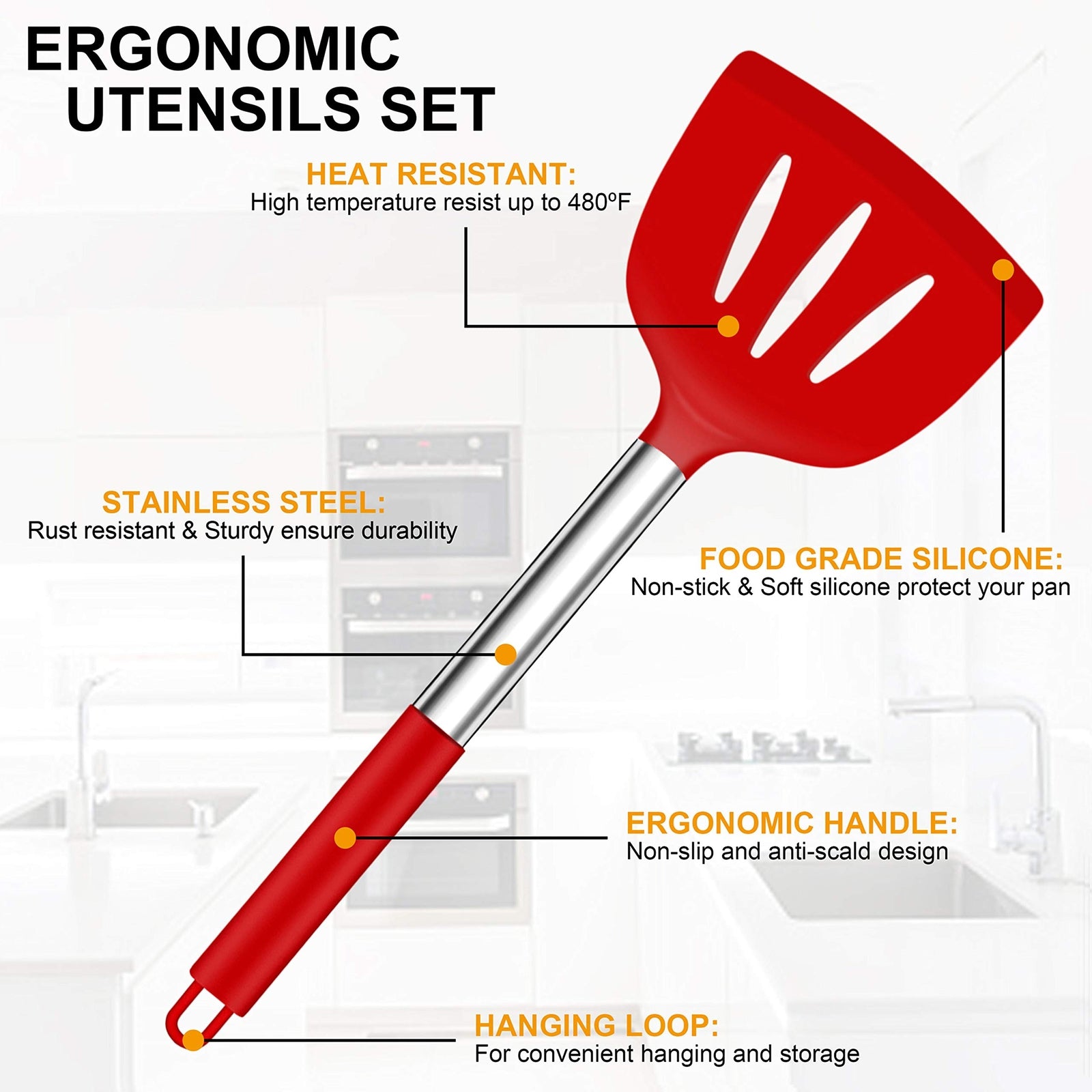 27 Pcs Kitchen Utensils Set with Holder Silicone Cooking Utensils Spatula Set Wi