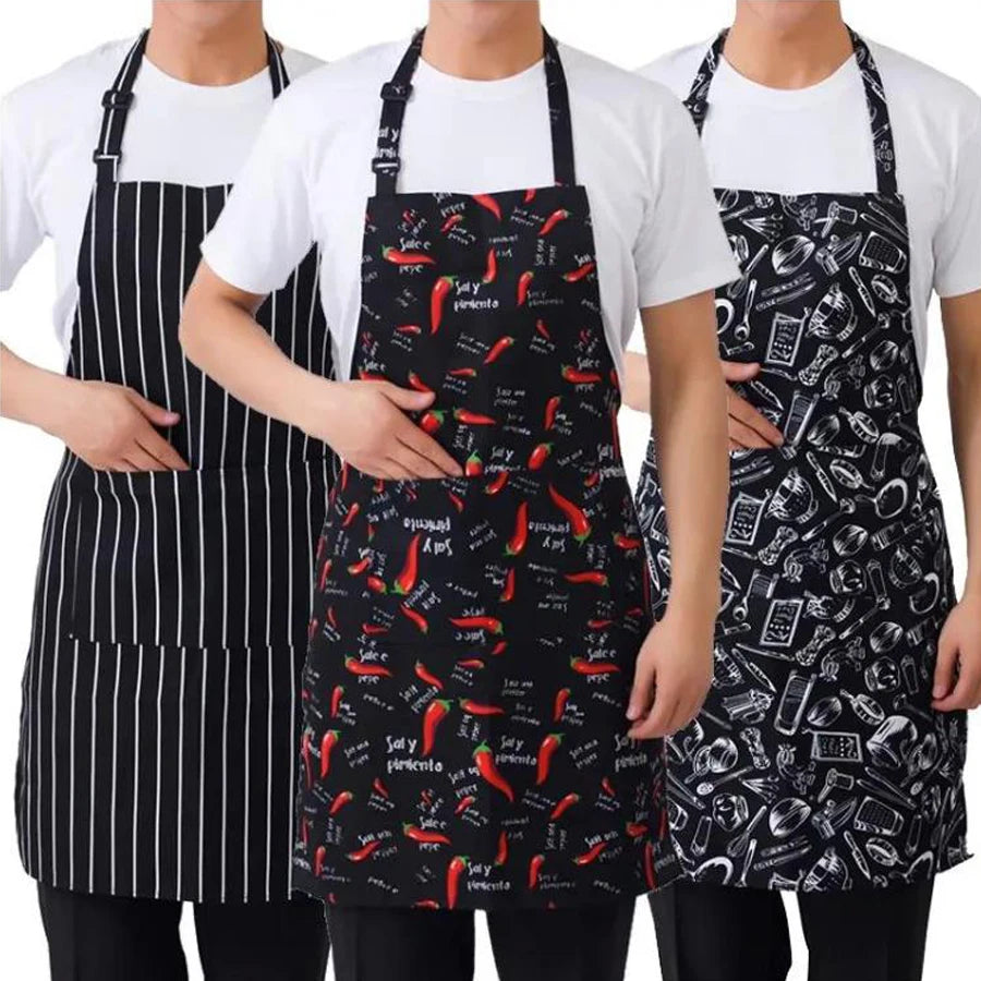 1Pc Adjustable Adult Apron Striped Restaurant Chef Apron Outdoor Camping Picnic Kitchen Cook Aprons