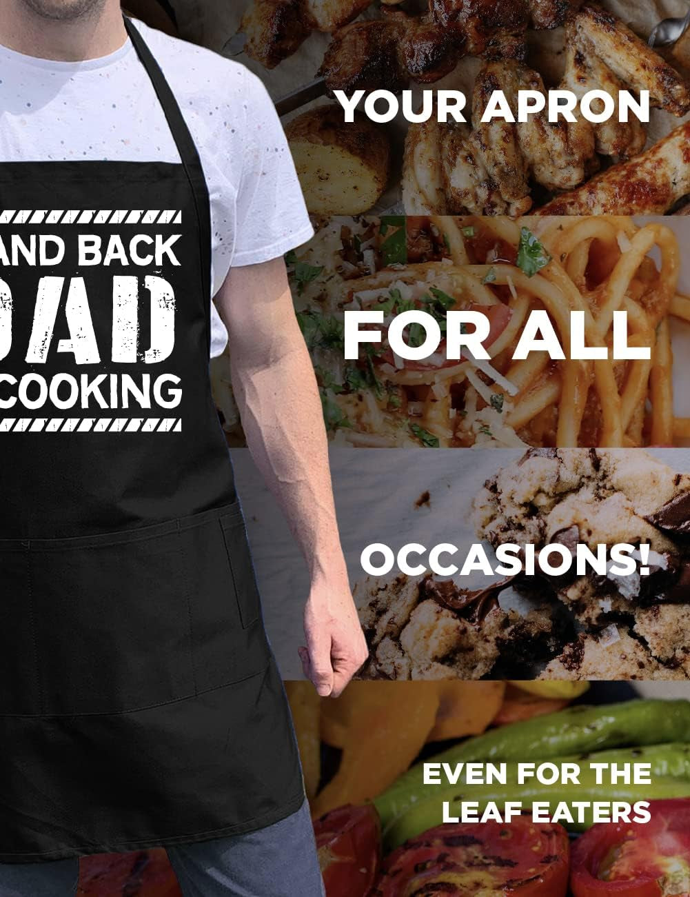 Stand Back Dad Is Cooking, Professionally Printed Funny BBQ Grill Apron for Men - Adjustable One Size Fits All