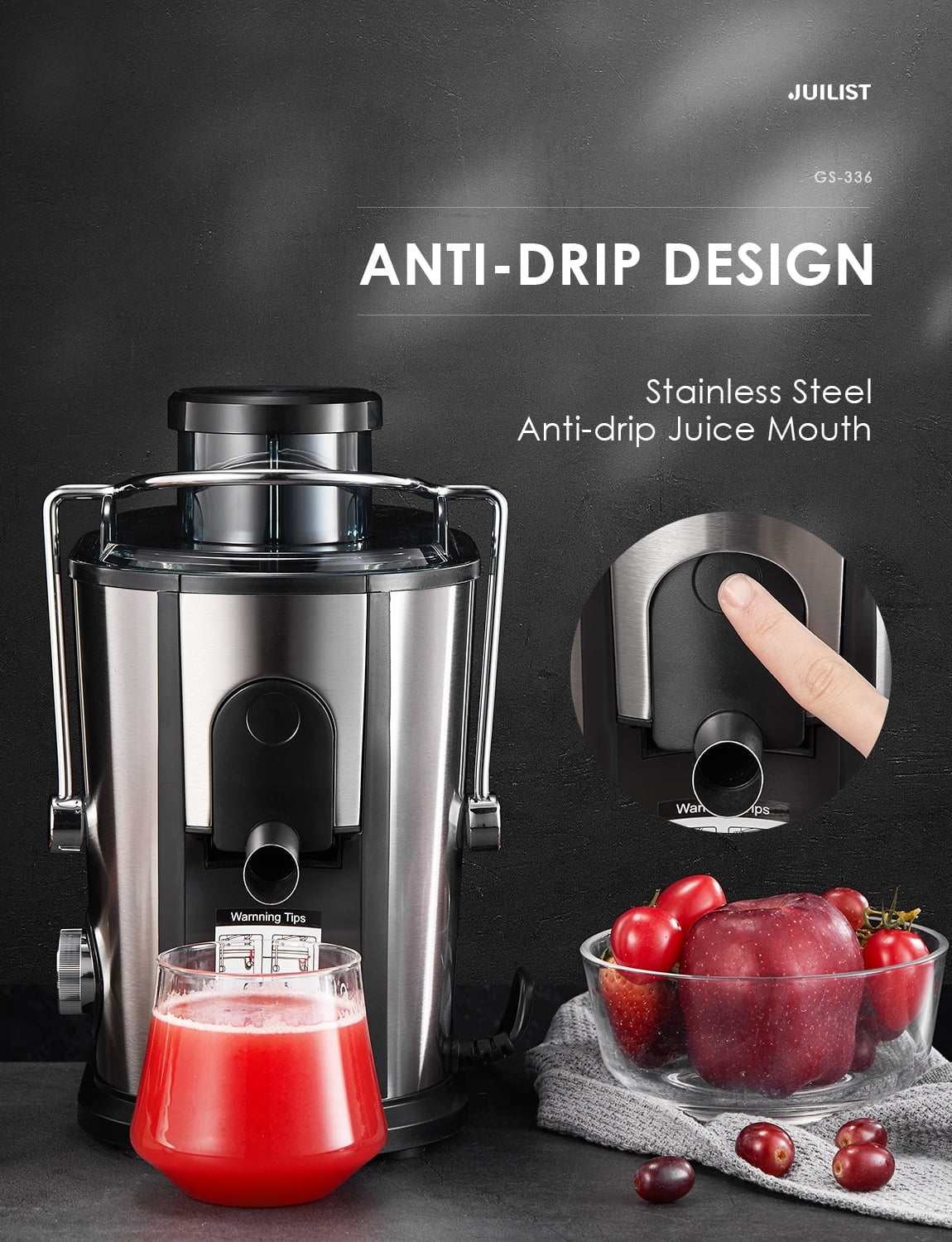 2-Speed Electric Juicer Machine, 400W, 11 Fl Oz, Silver