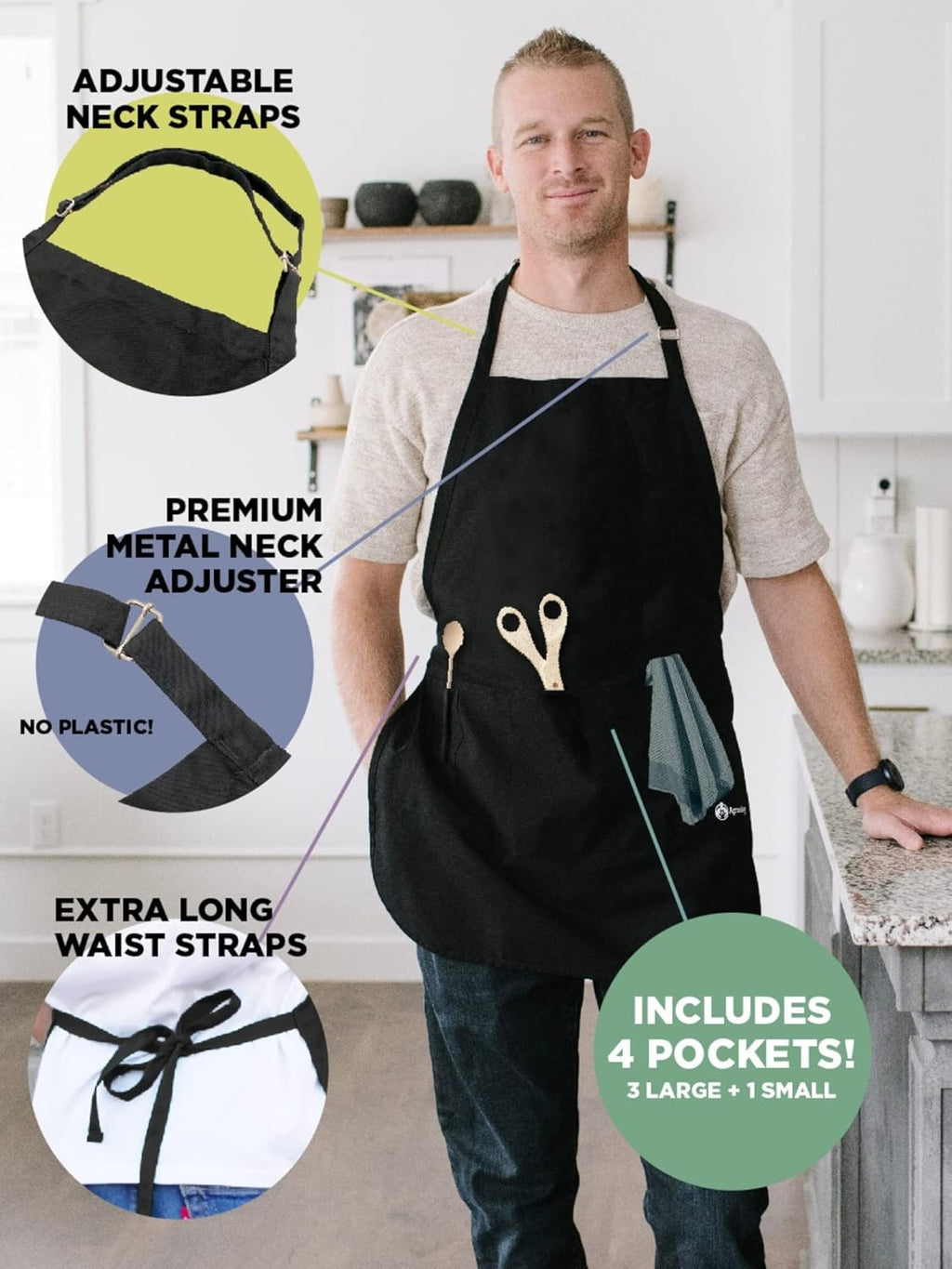 No Idea Adjustable Apron for Men, One Size