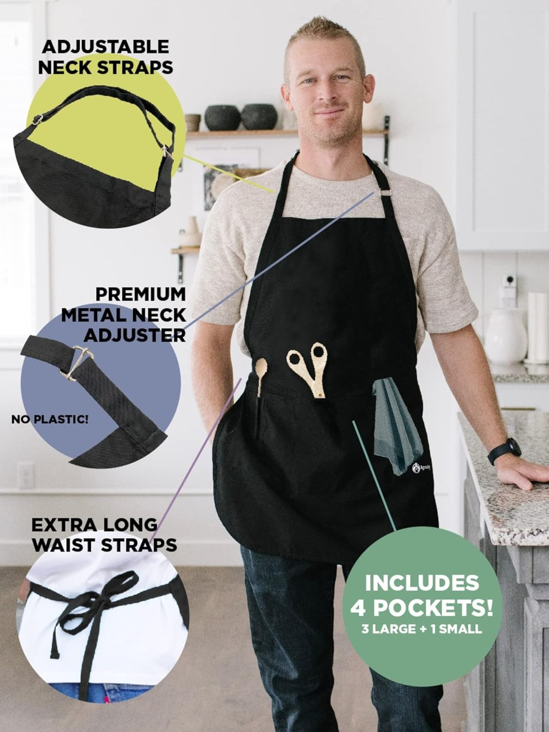 No Idea Adjustable Apron for Men, One Size