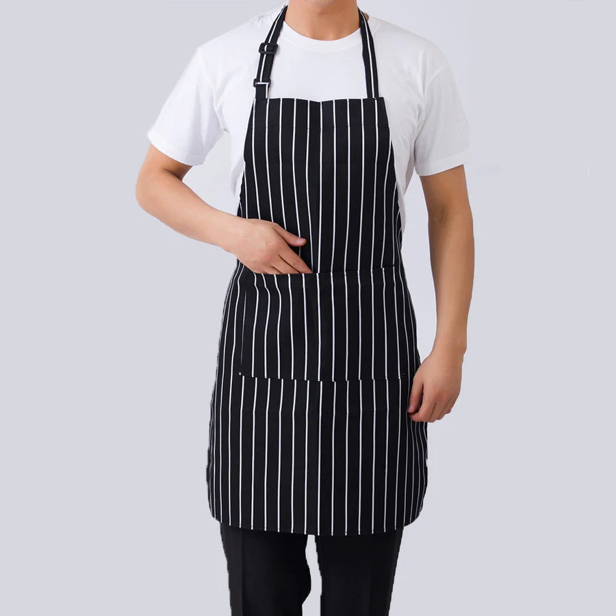 1Pc Adjustable Adult Apron Striped Restaurant Chef Apron Outdoor Camping Picnic Kitchen Cook Aprons