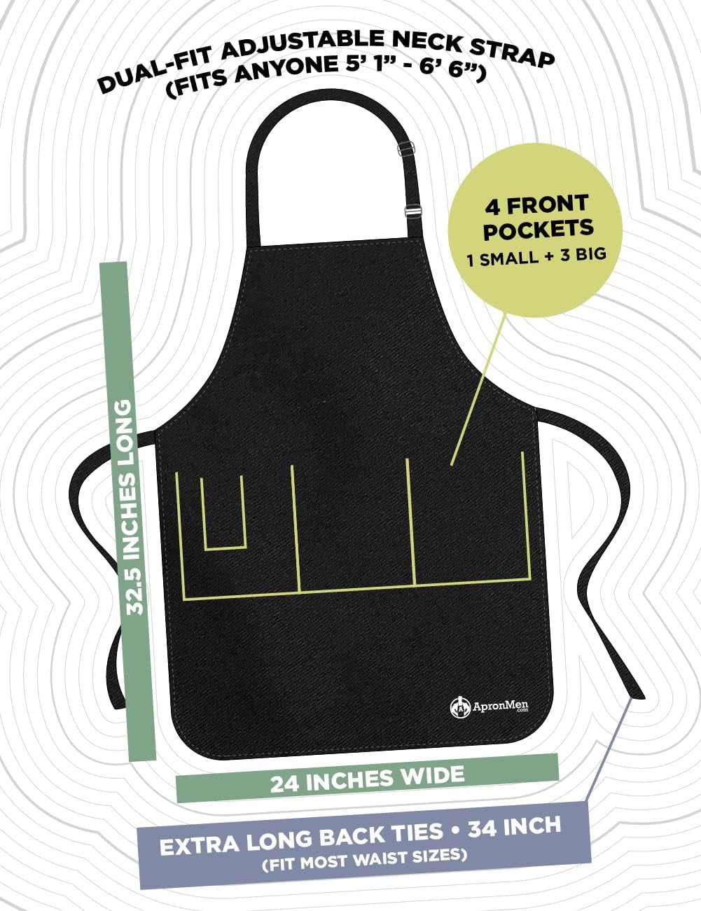 Papa Bear BBQ Grill Adjustable Apron for Men, One Size