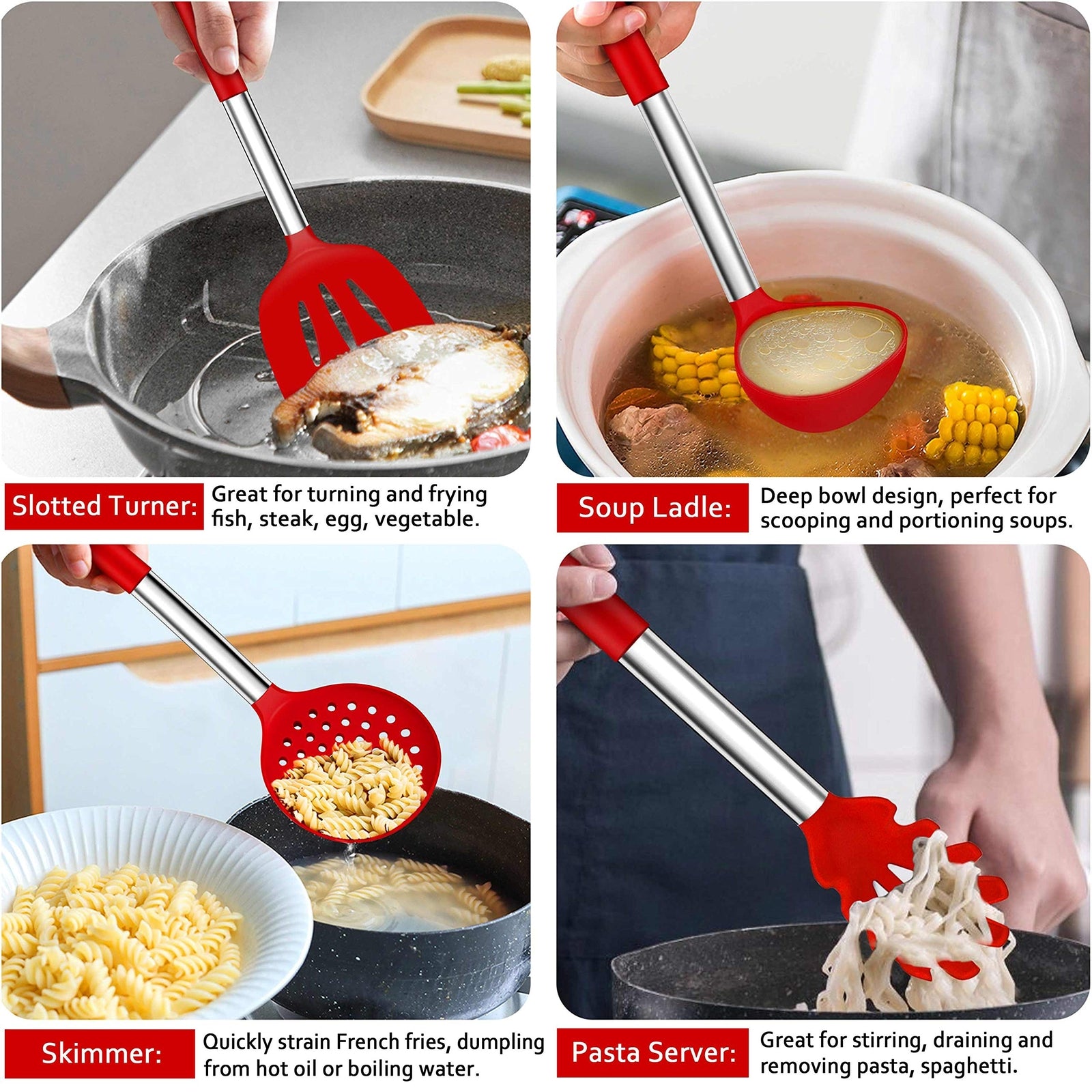 27 Pcs Kitchen Utensils Set with Holder Silicone Cooking Utensils Spatula Set Wi
