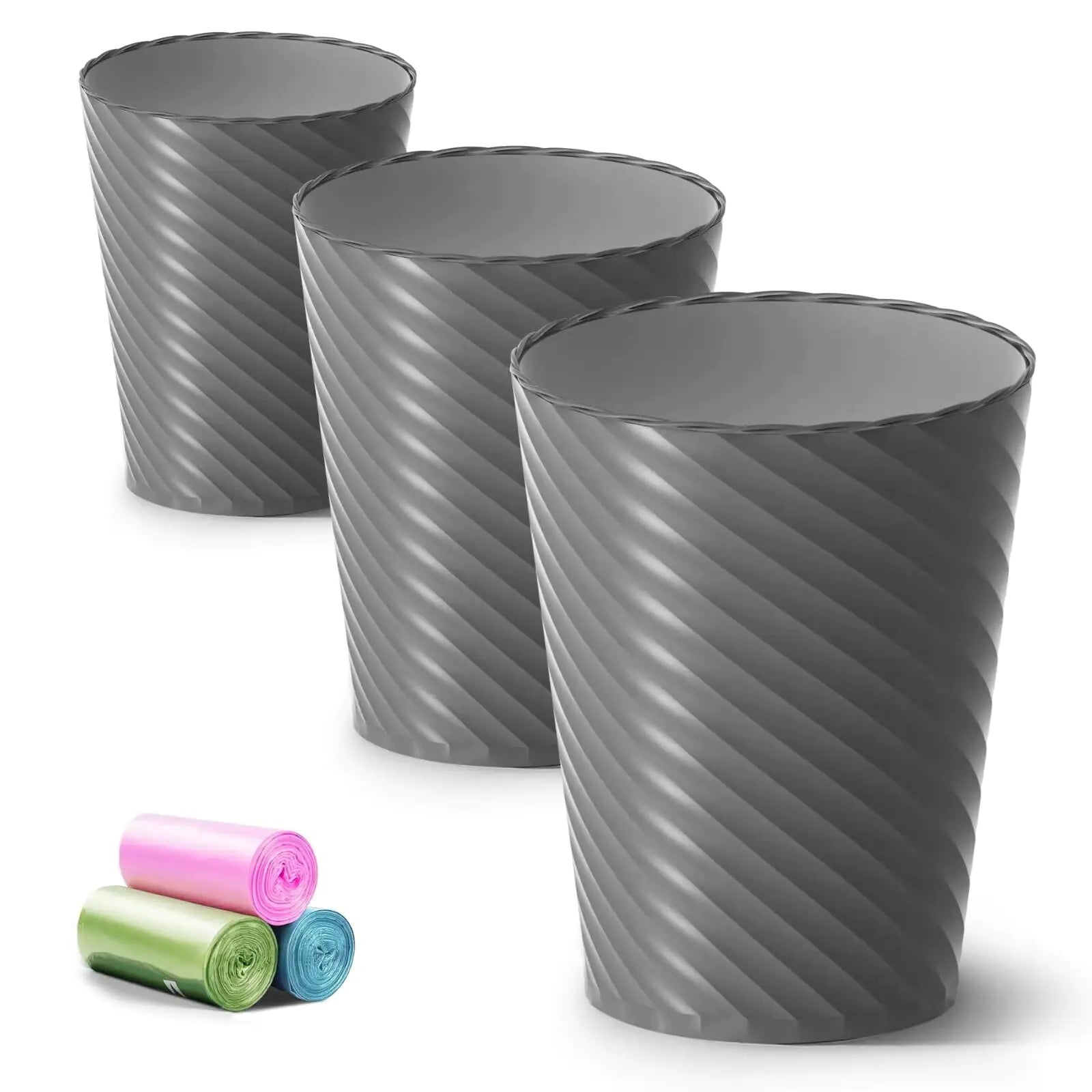 Small Trash Can 3 Pack 1.8 Gallons  with Trash Bags