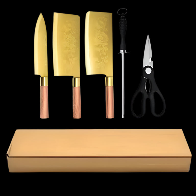 Gold Alloy Bone Cutting Knife Set for Kitchen Use